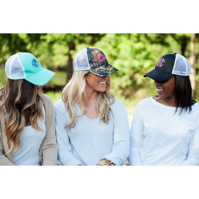 PERSONALIZED MONOGRAMMED WOMEN'S BASEBALL TRUCKERS MESH CAP HAT: GR8 FOR BEACH   eb-67738354